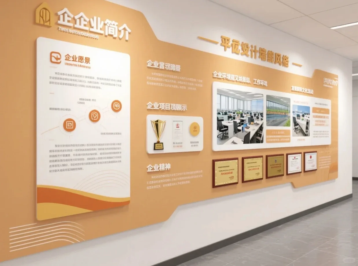 简约企业文化墙设计‌