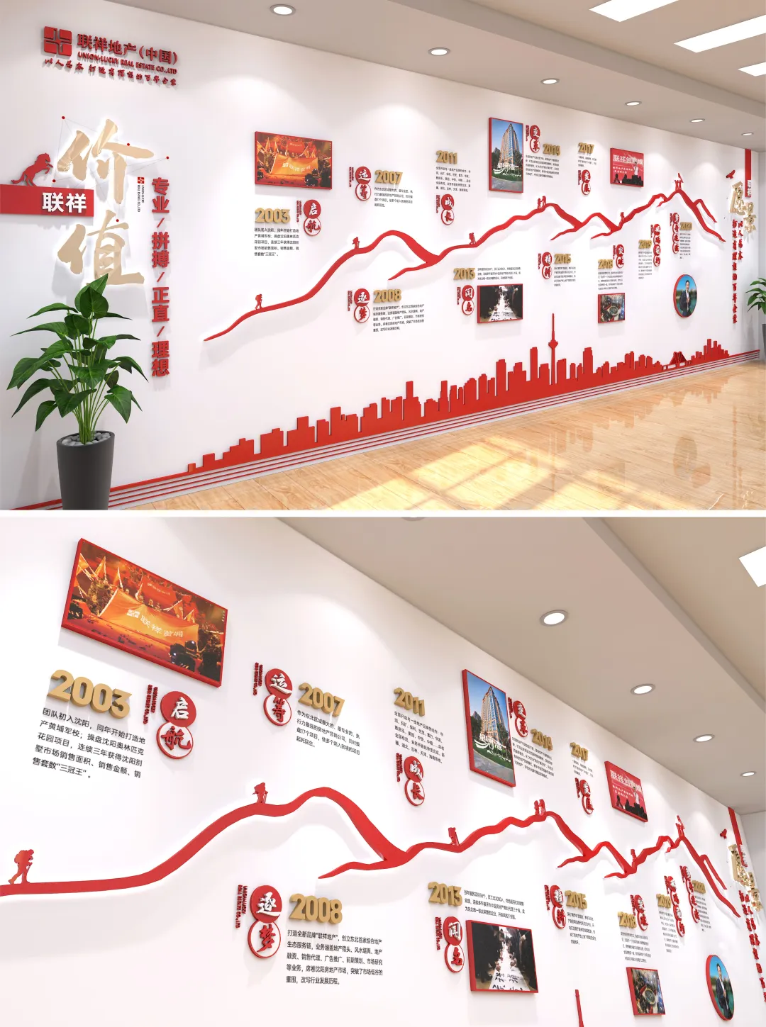 企业品牌发展历程 价值 愿景 文化墙效果展