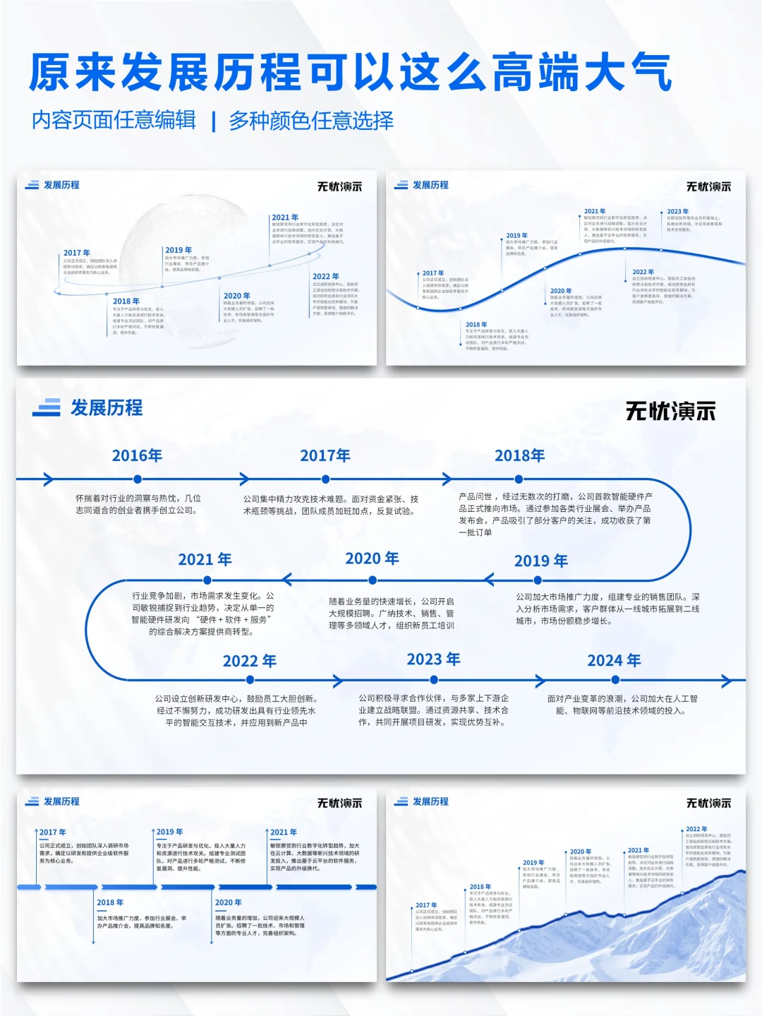发展历程 PPT 模板封神！简约大气风直接抄