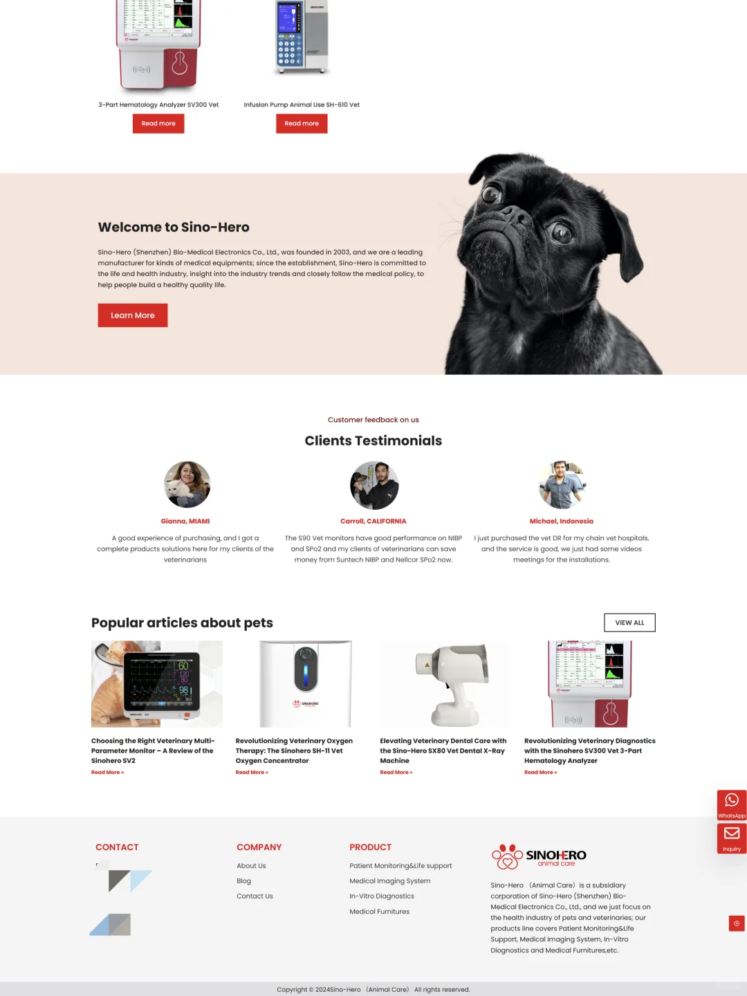 兽医医疗设备与动物健康外贸独立站搭建案例