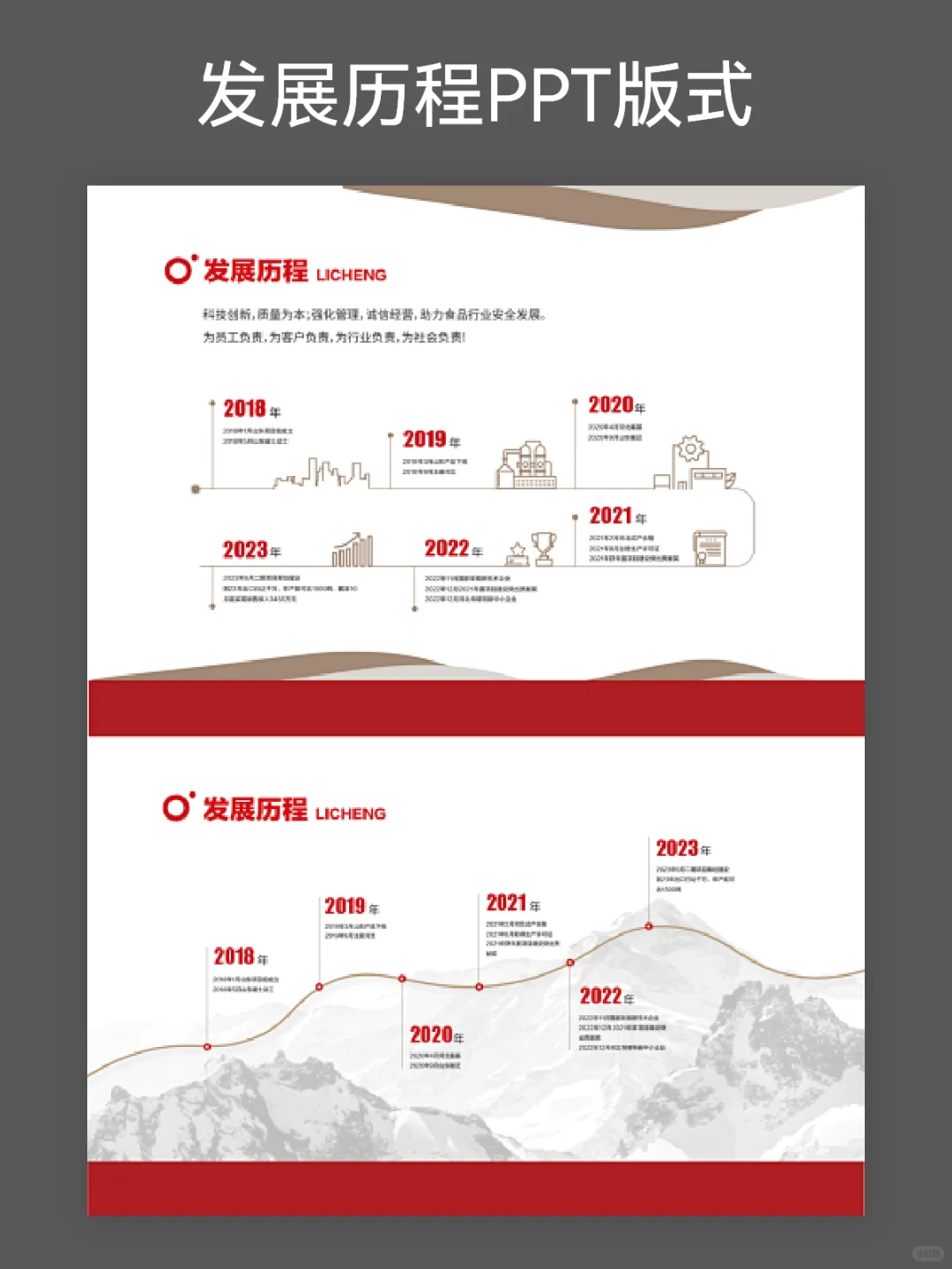 发展历程 时间 轴类ppt页面设计方法