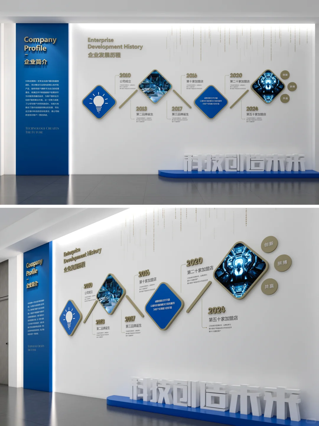 这样简洁大气的发展历程墙，你值得拥有！