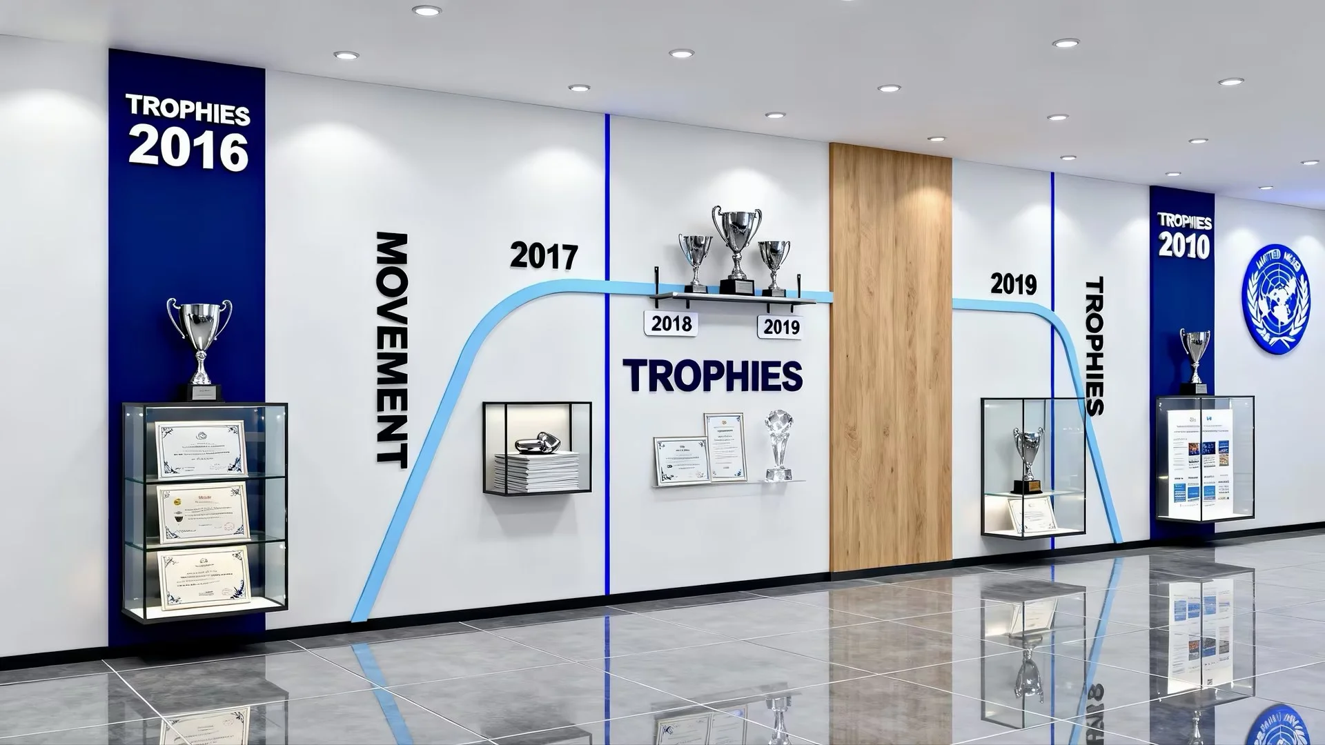 现代企业荣誉时间线文化墙设计