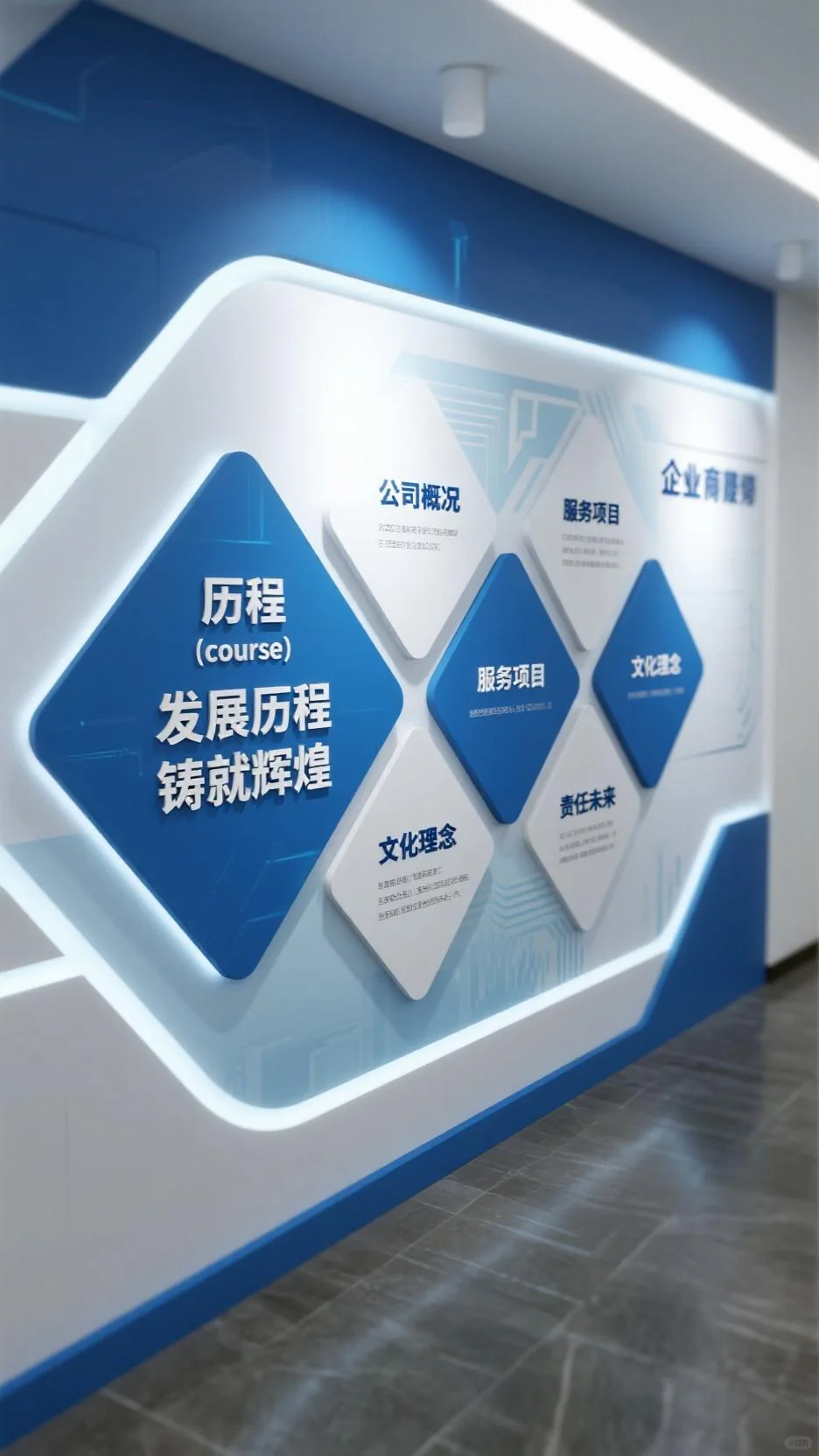 科技风文化企业品牌与核心业务展示墙