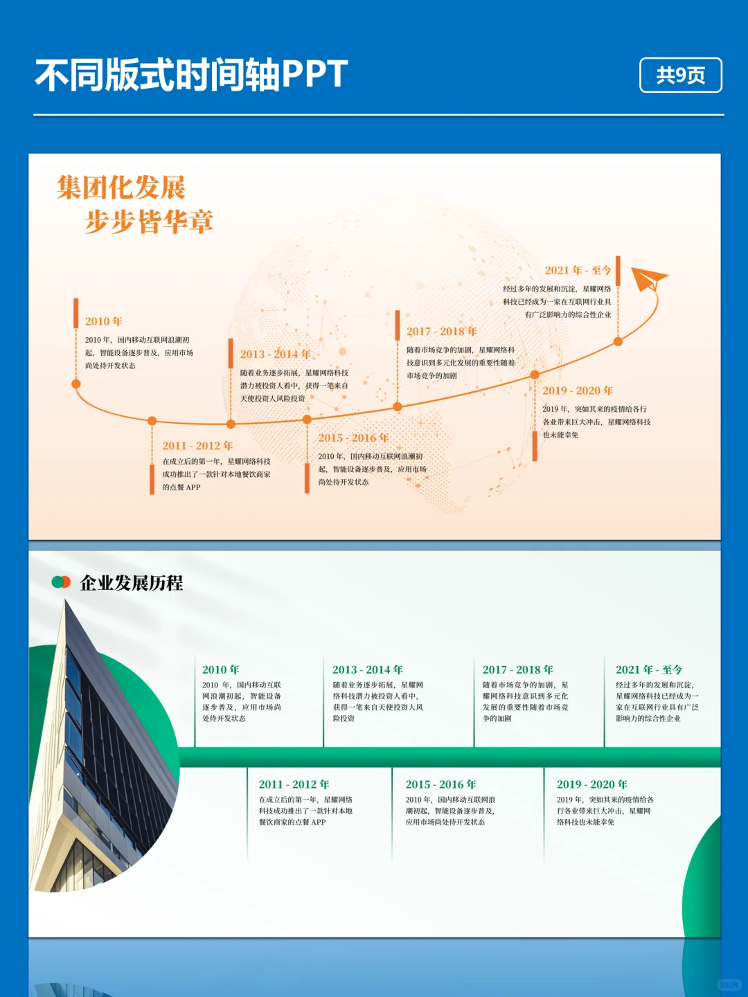 NO:106不同版式时间轴PPT