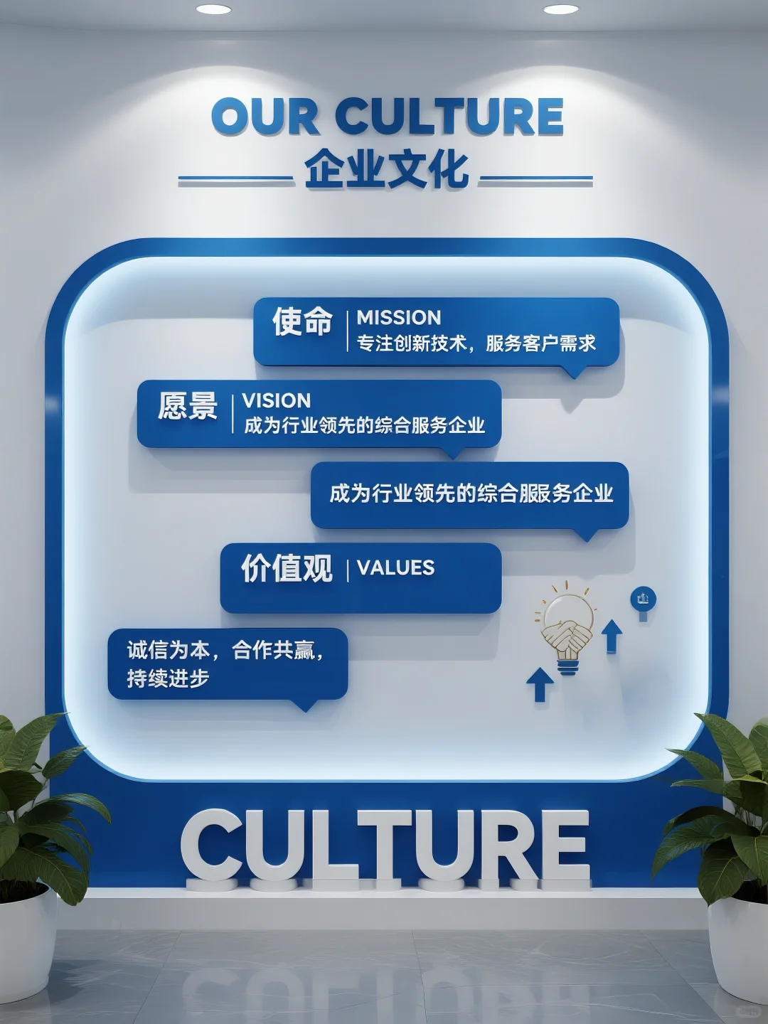 科技企业简约大气高级感文化墙、低成本！