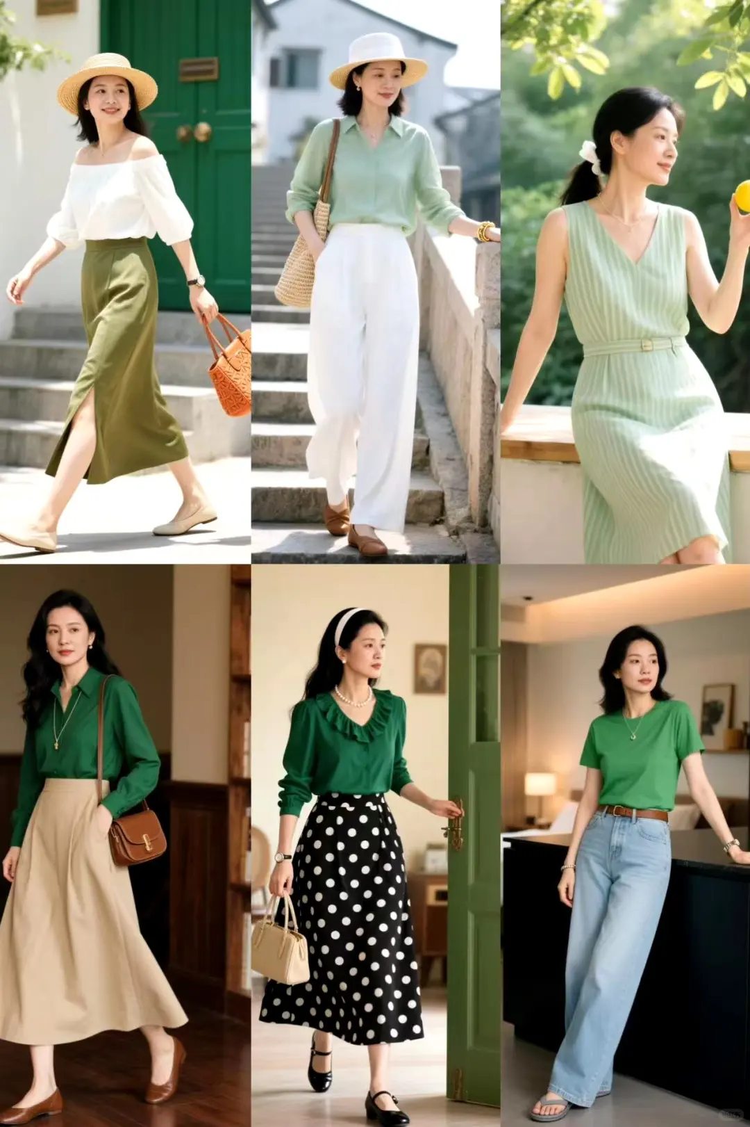 2025流行色 | 绿色系穿搭，复古显白有气质