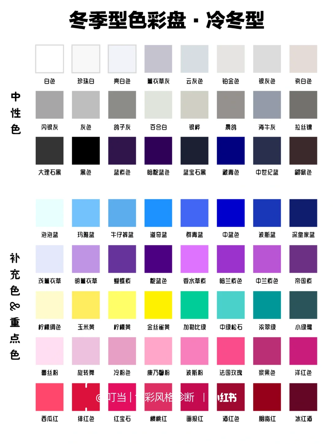 四季12型 | 冬季型服饰色彩盘