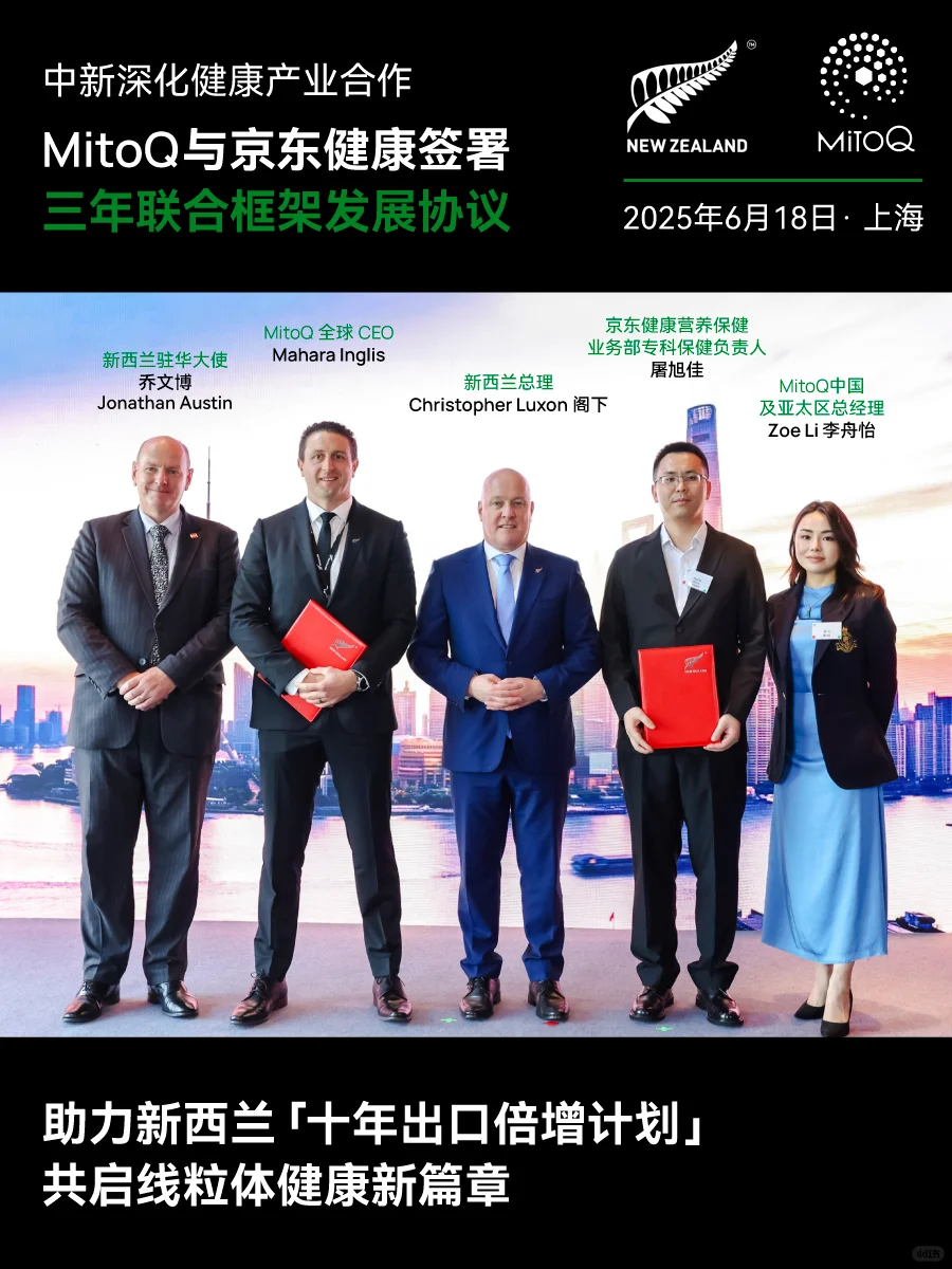 总理访华:MitoQ✖京东健康合作协议签署