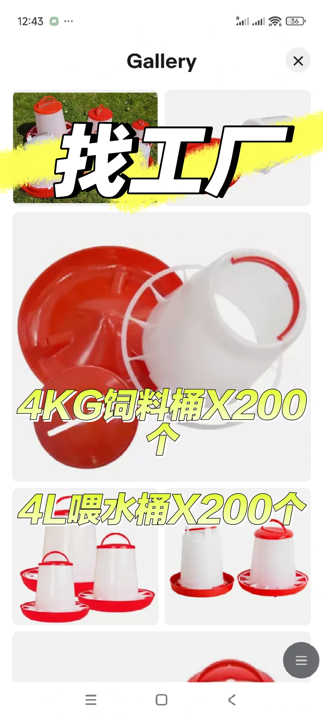 采购鸡饲料桶和喂水桶各200个