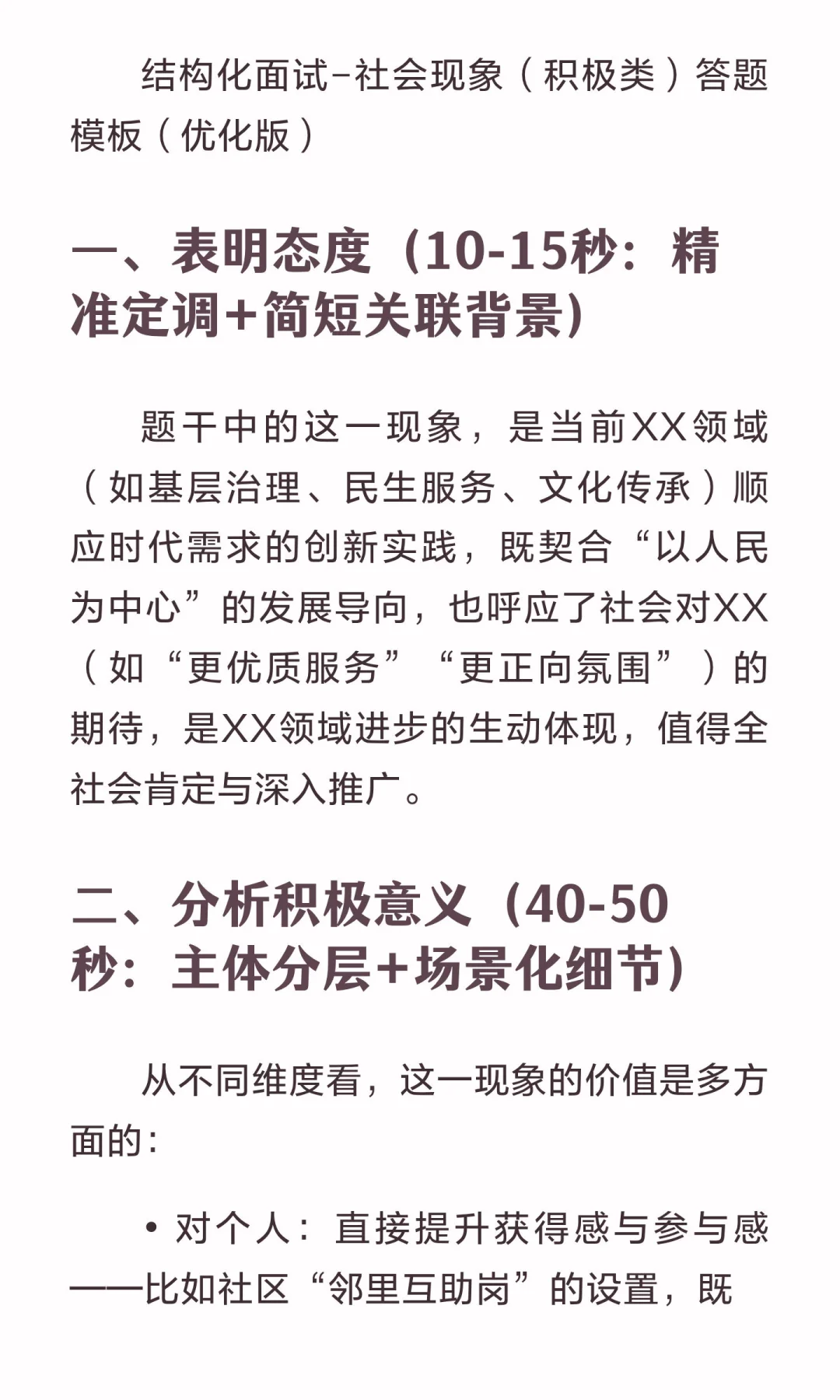 社会热点面试万能模版