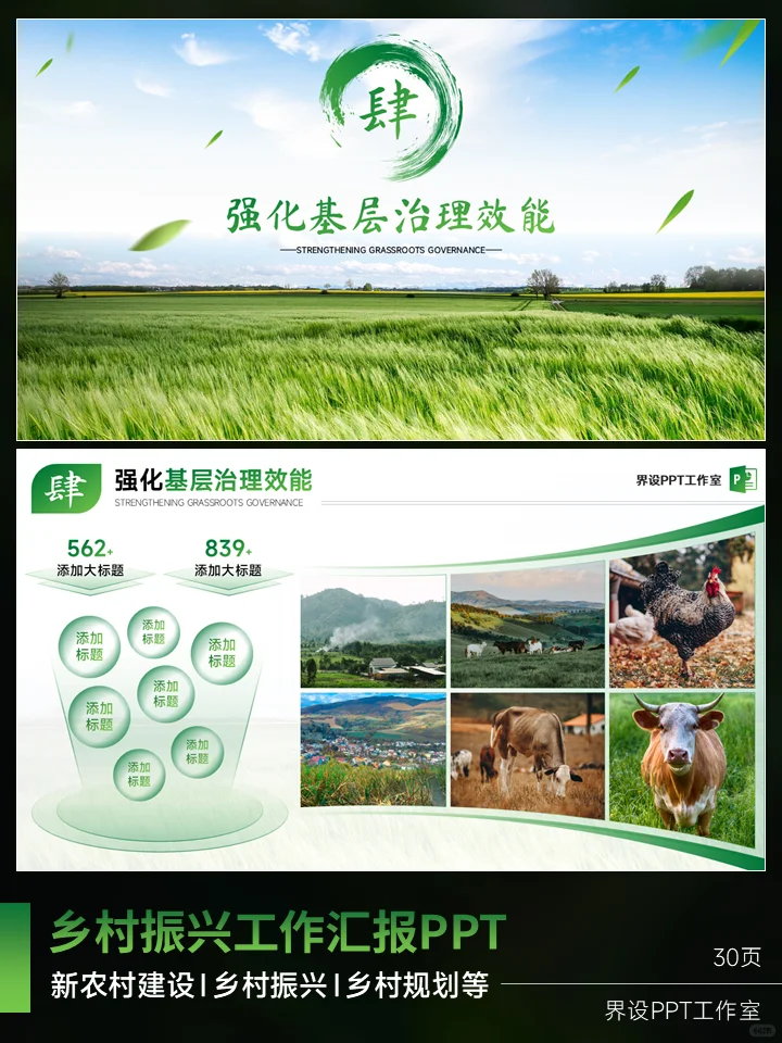 乡村振兴工作汇报ppt、新农村建设ppt模版