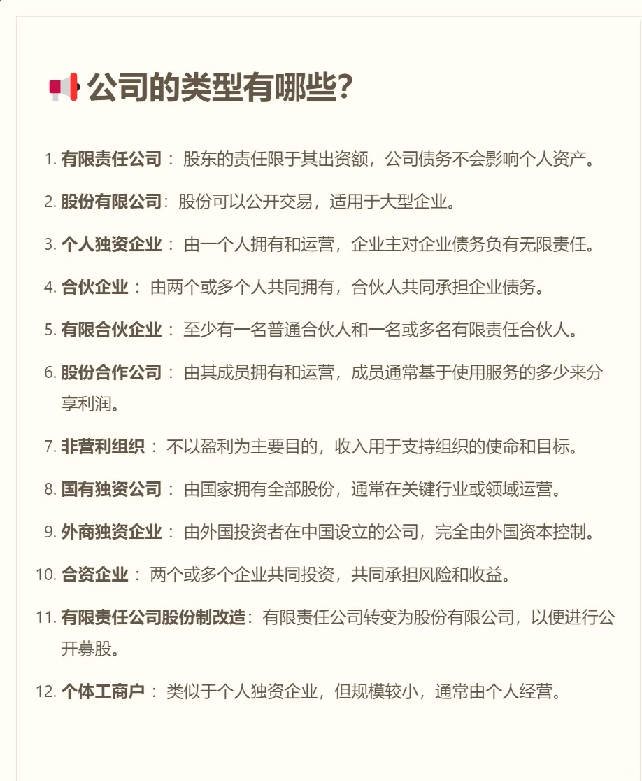 ?公司的类型有哪些？