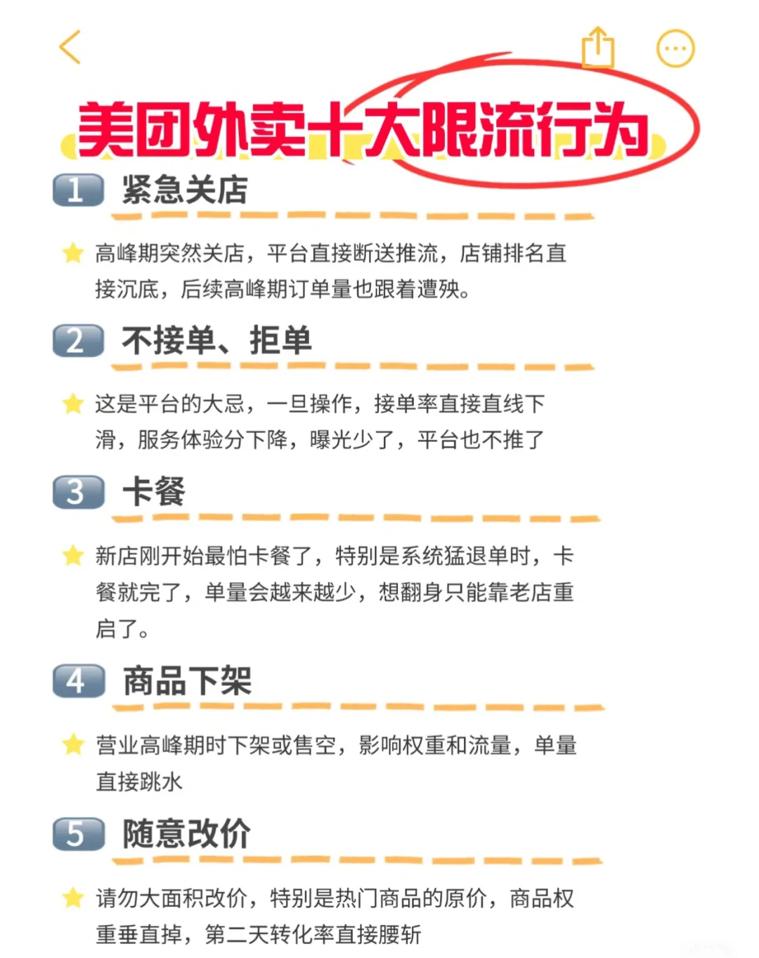 外卖运营干货、美团外卖十大限流行为