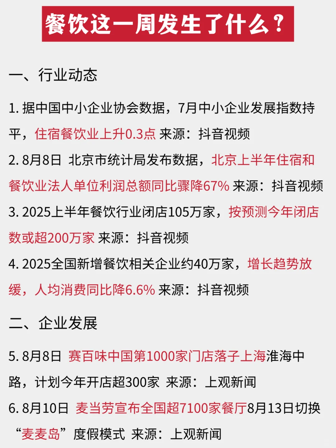 餐饮这一周发生了什么？