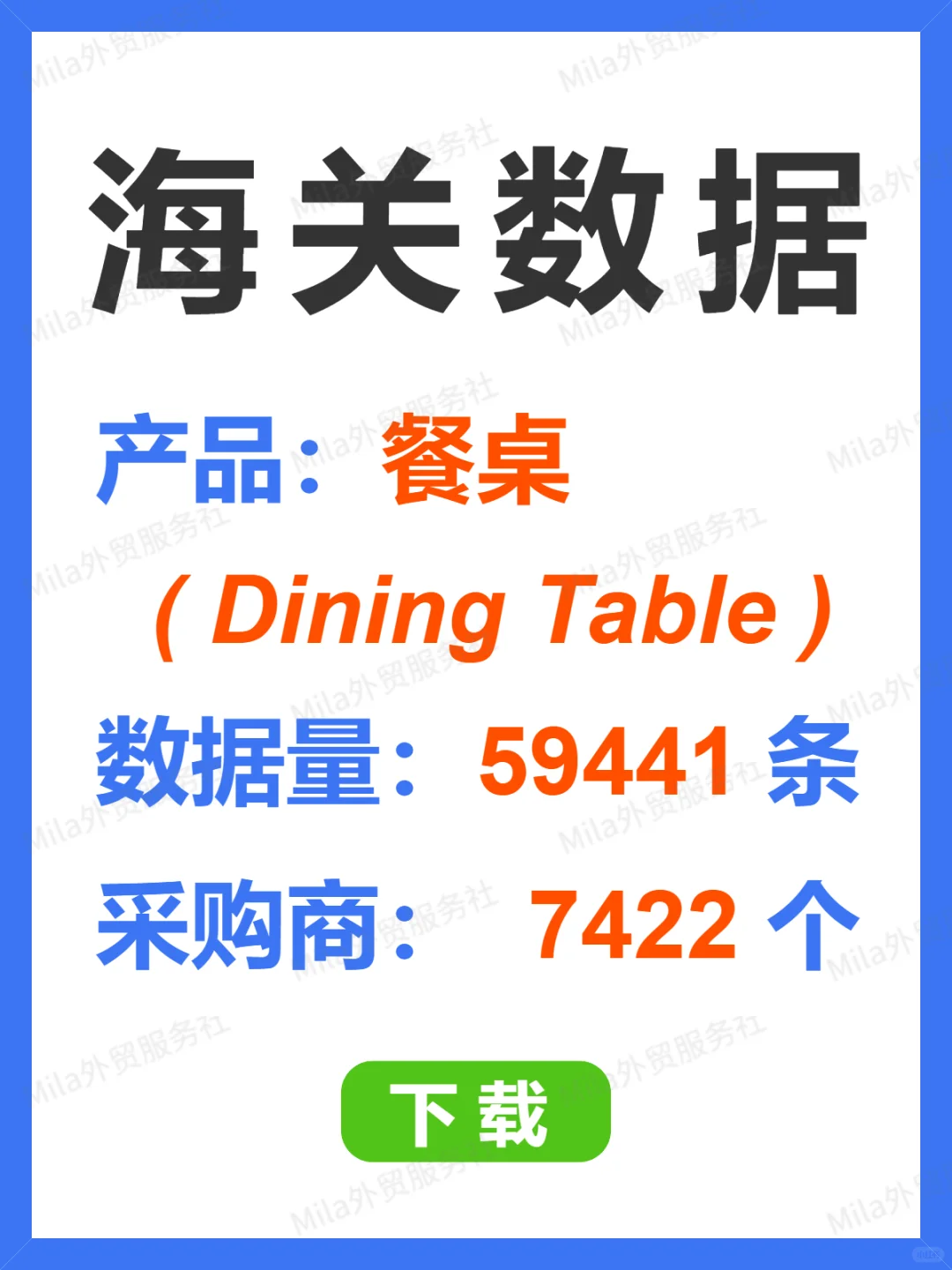 7422个餐桌的国外采购商海关数据