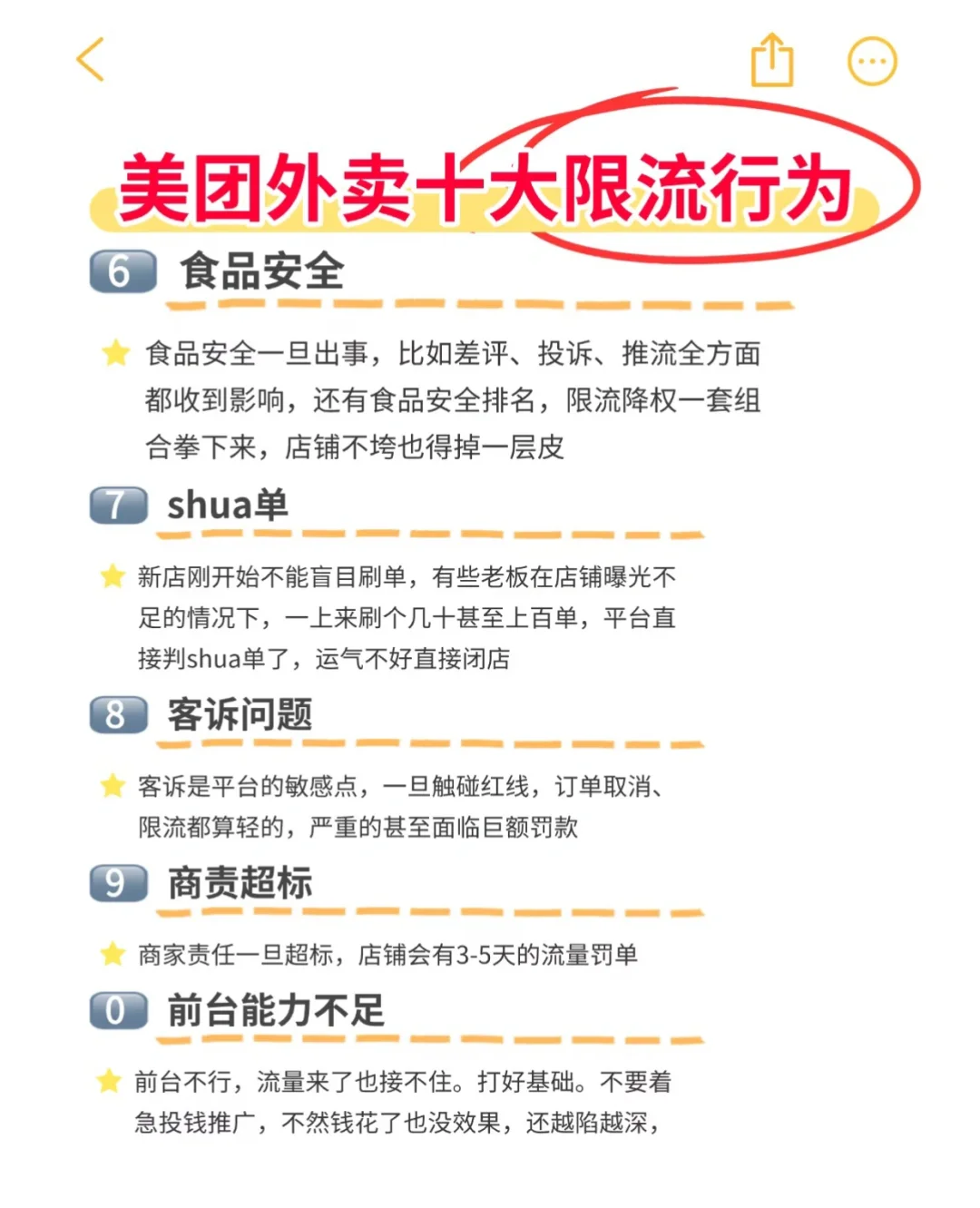 外卖运营干货、美团外卖十大限流行为