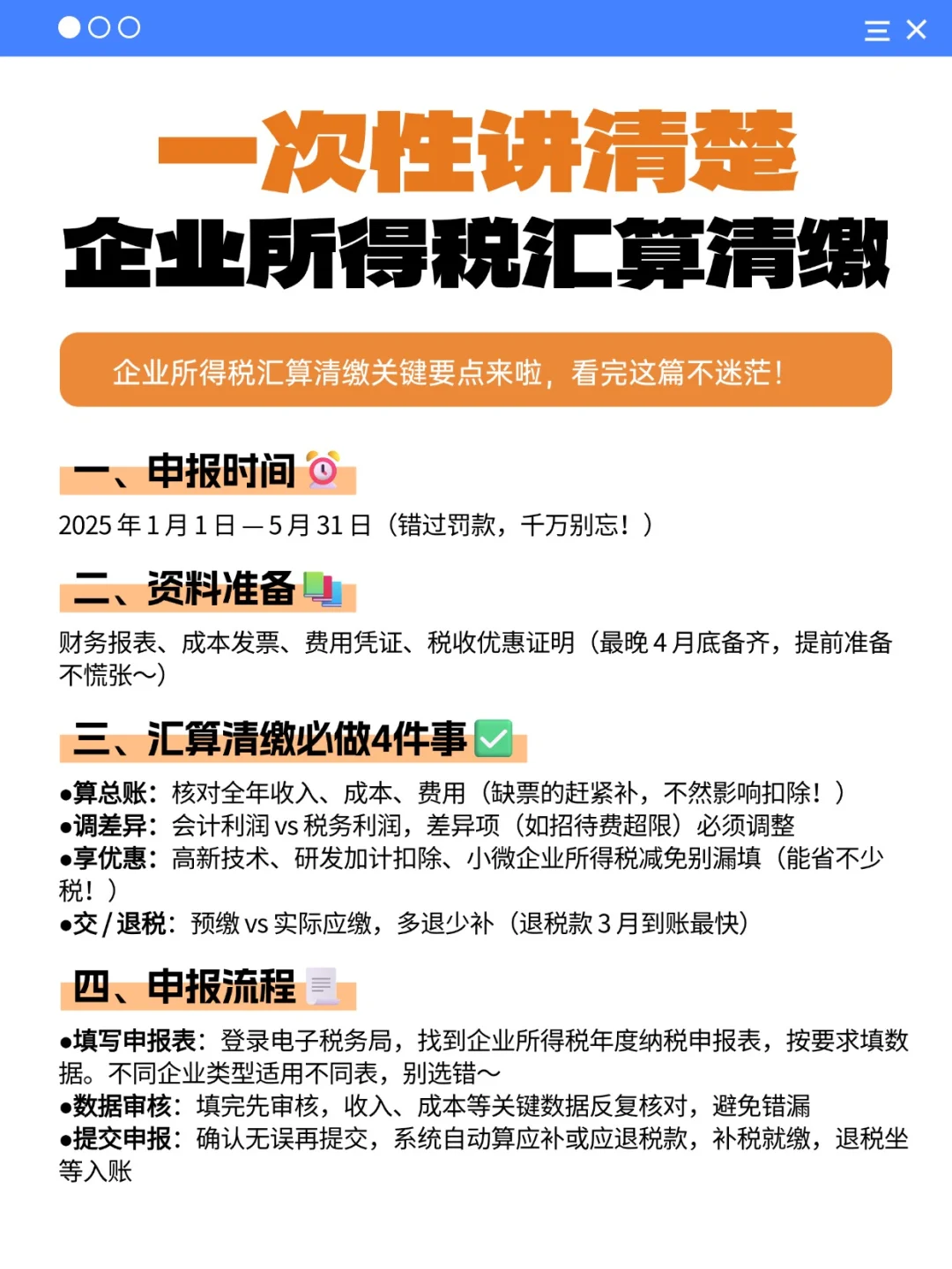 一次性讲清楚企业所得税汇算清缴?