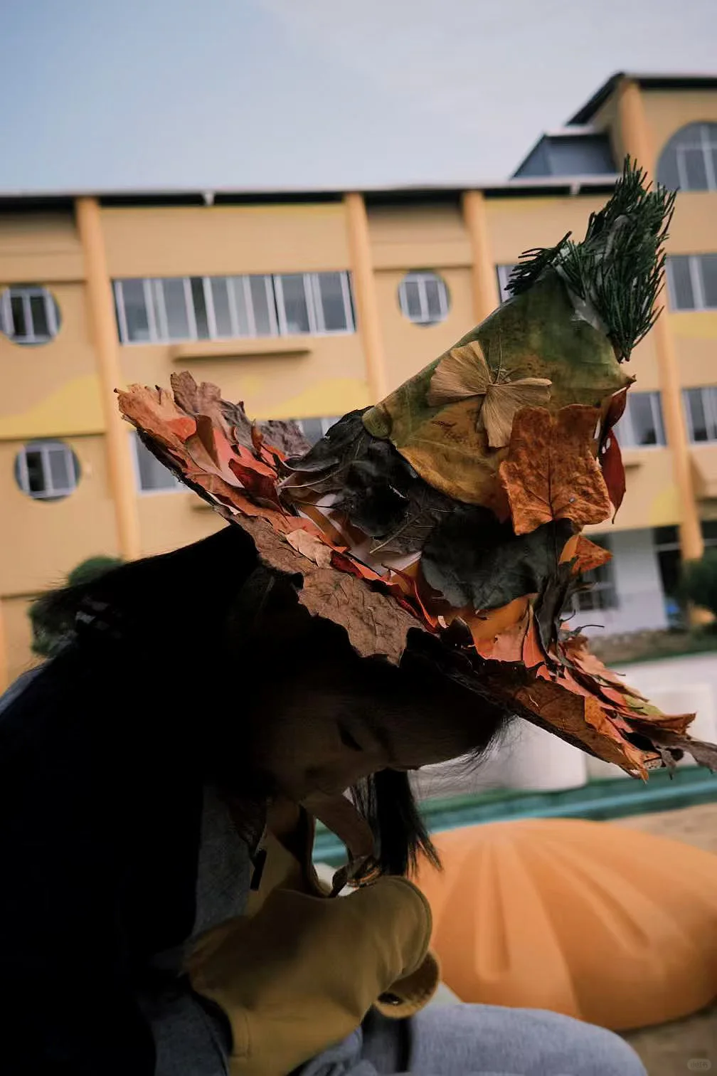 手工分享|秋日落叶帽