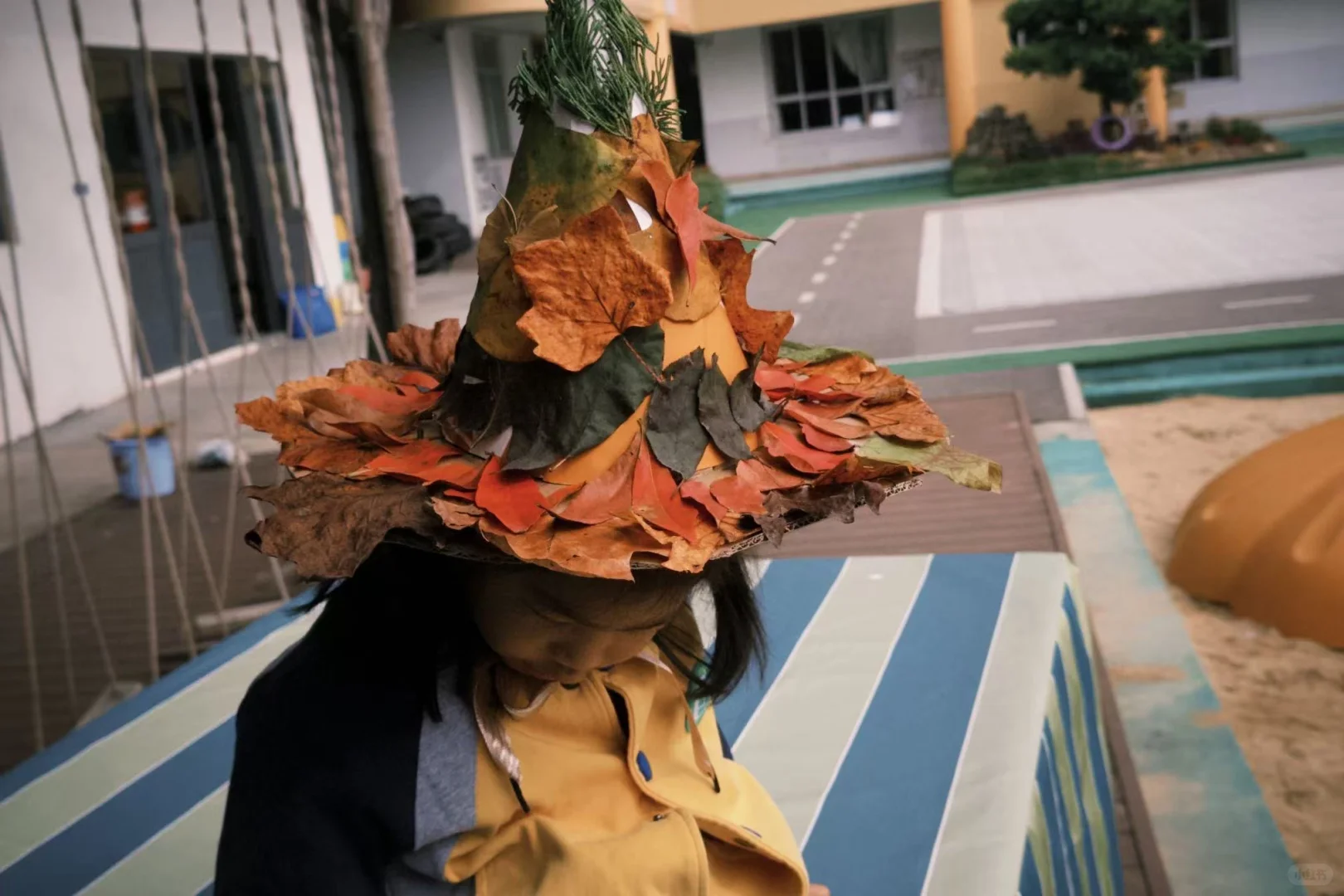 手工分享|秋日落叶帽