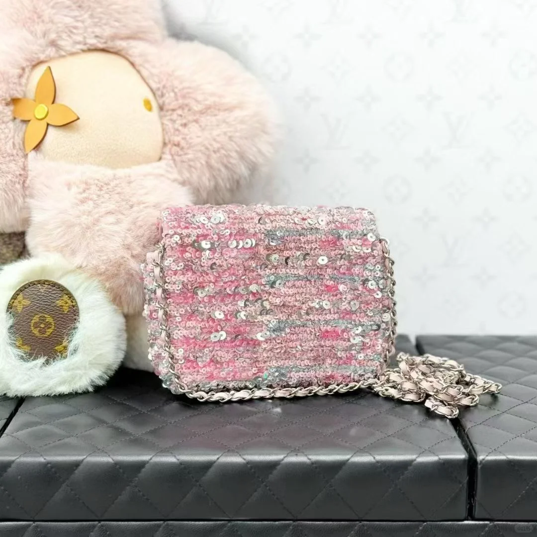 ?Chanel 23C粉色?混色编织翻领双口袋外套