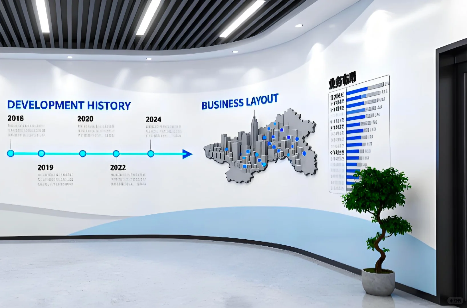 ?蓝白之间｜一面会呼吸的企业文化墙✨