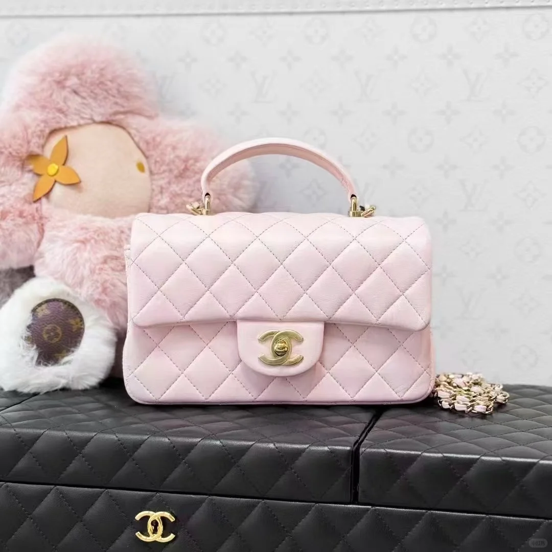 ?Chanel 23C粉色?混色编织翻领双口袋外套