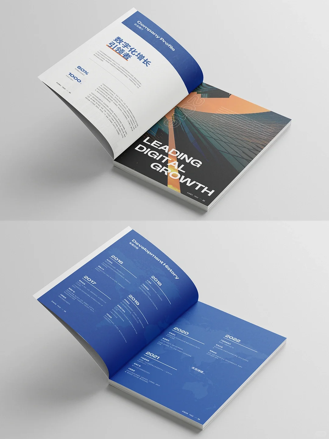 蓝色系企业宣传册，简约高级感画册排版