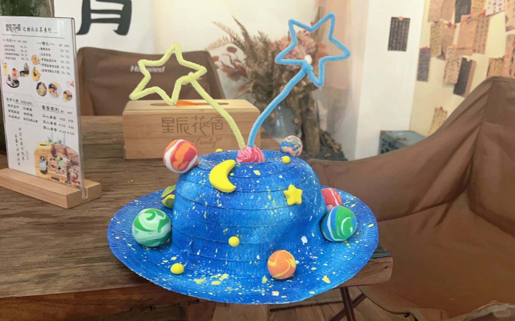 手工DIY,星空手绘帽