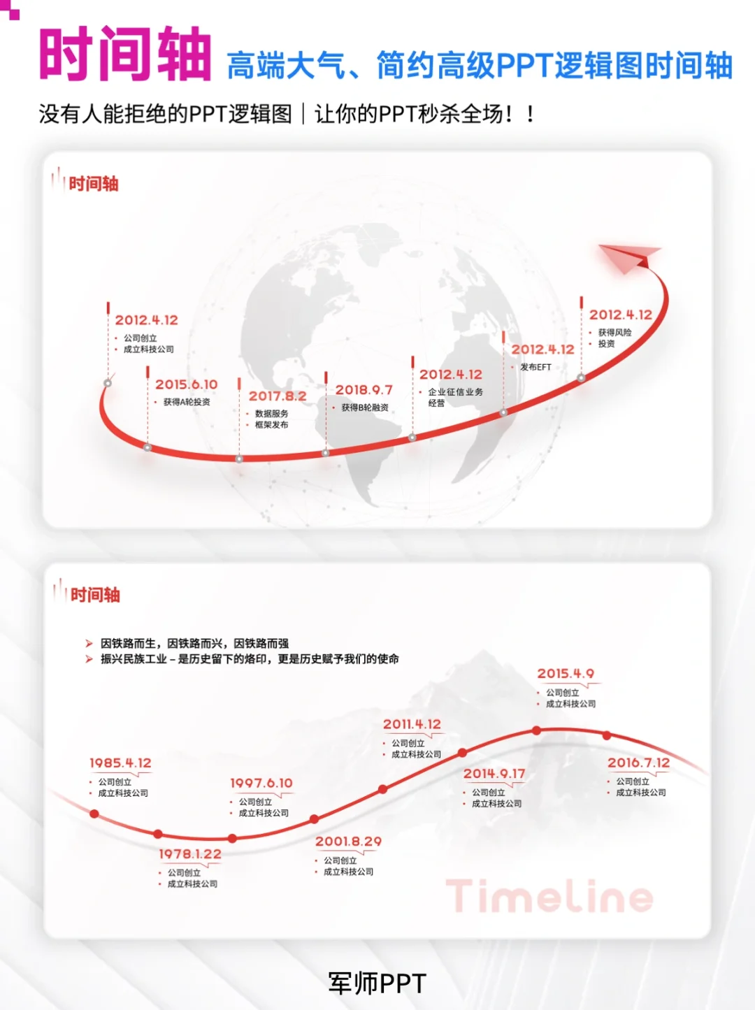 简约高级时间轴企业发展历程！超多版式可选