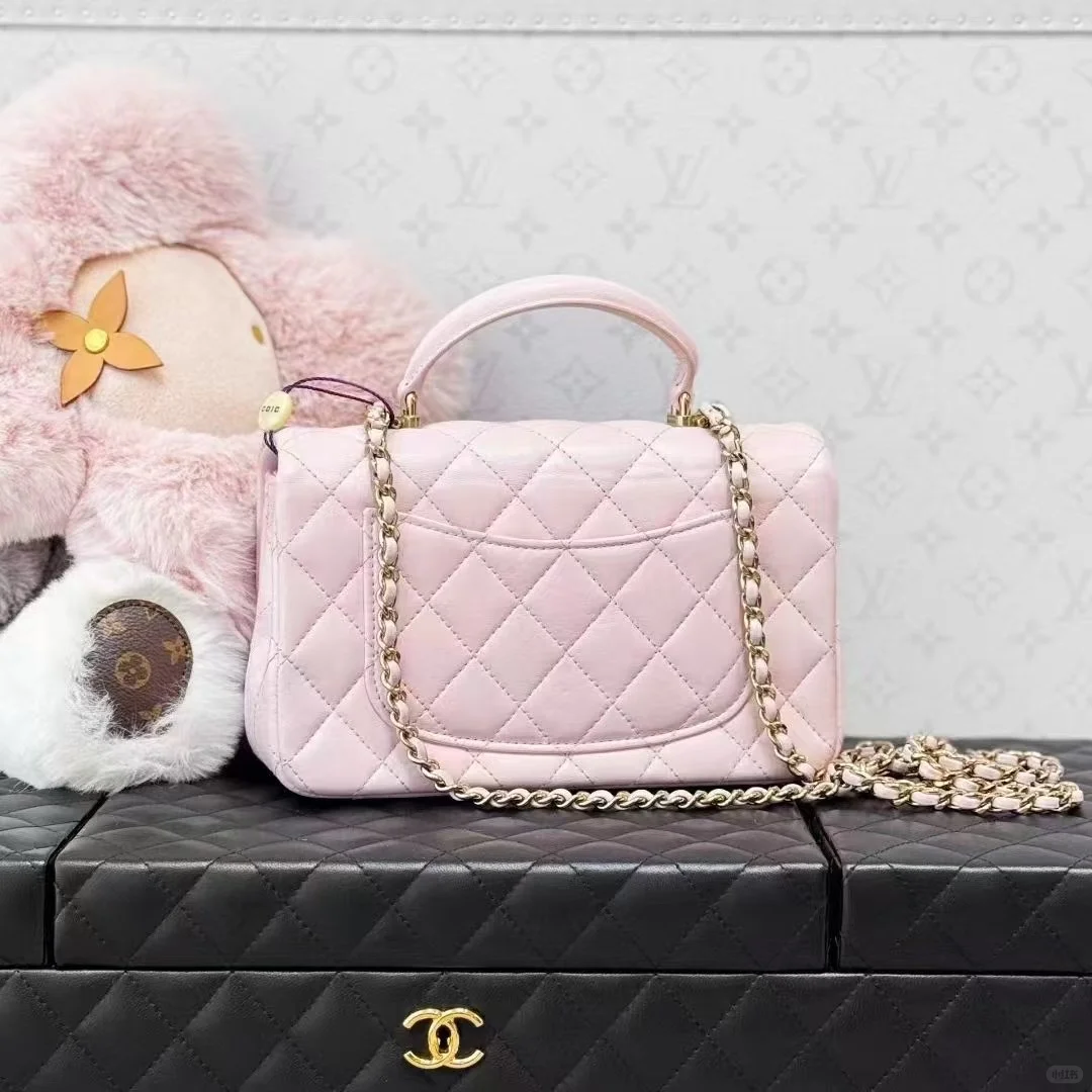 ?Chanel 23C粉色?混色编织翻领双口袋外套