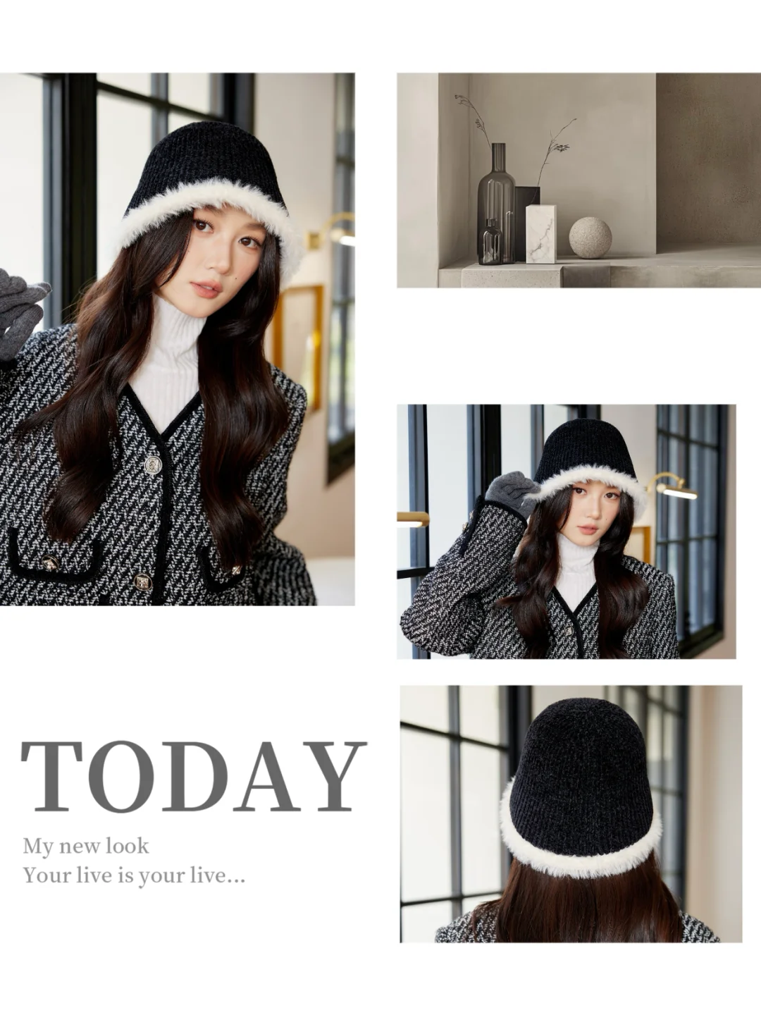 工艺与美学的撞色宣言|撞色编织水桶渔夫帽