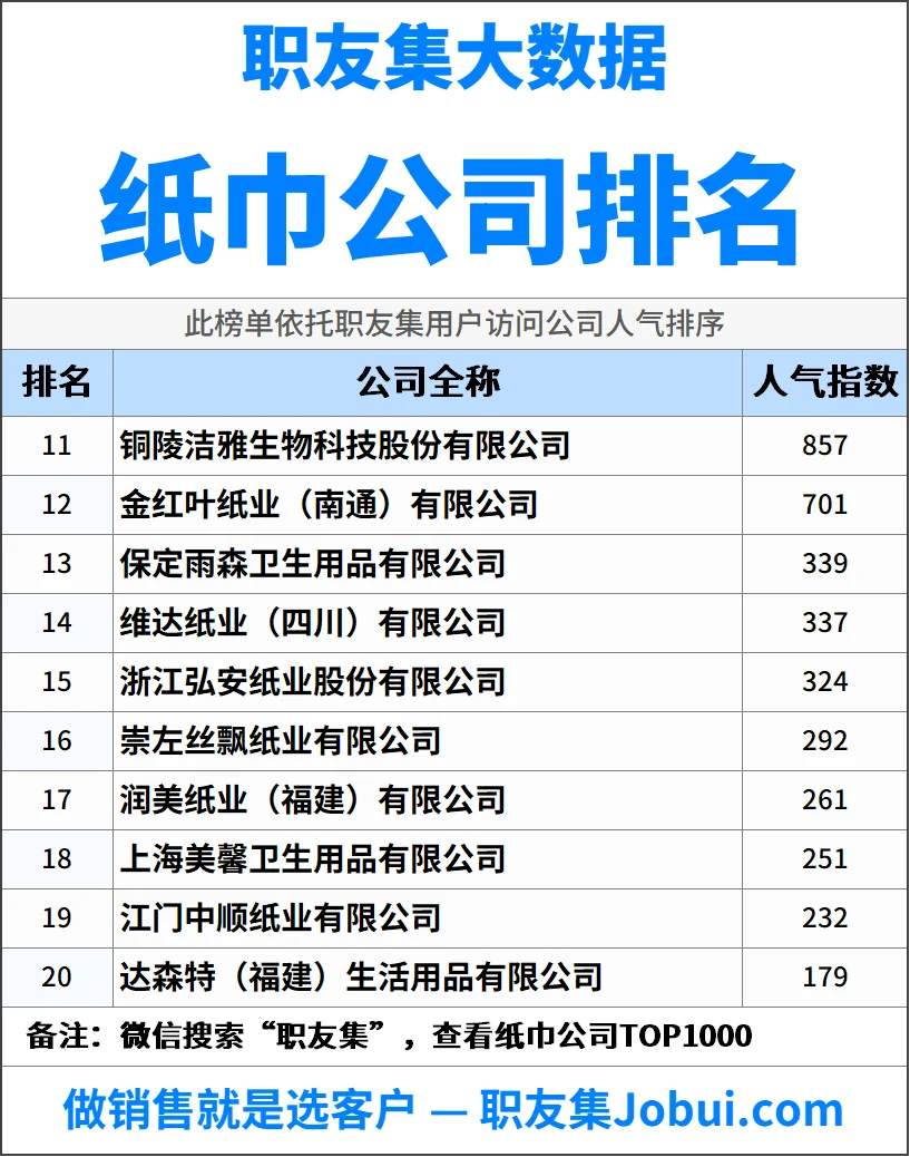 2025年中国纸巾公司排行榜