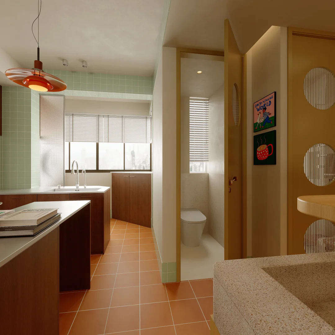 U形厨房+岛台，92m²小家也能有“社交心脏”