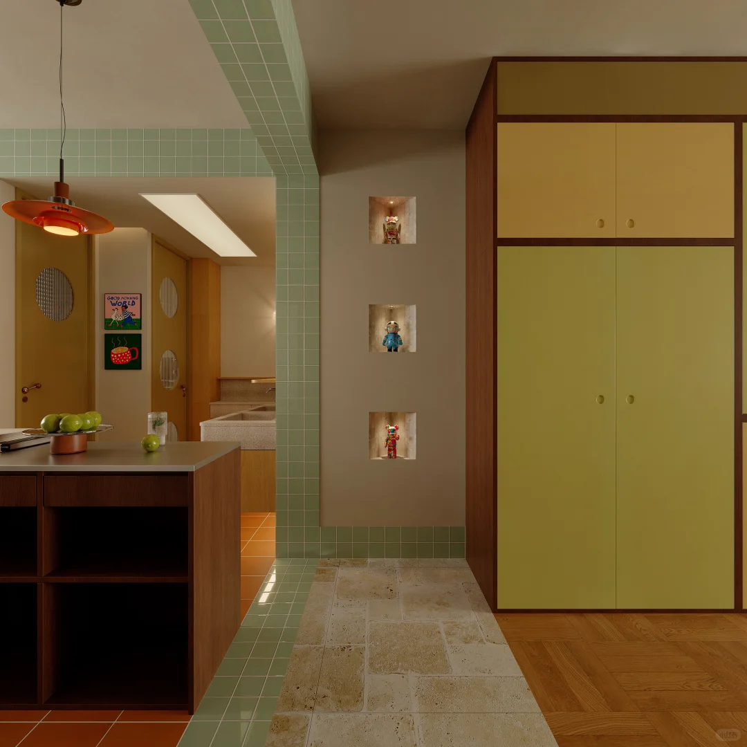 U形厨房+岛台，92m²小家也能有“社交心脏”