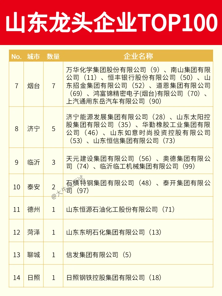 山东龙头企业TOP100❗
