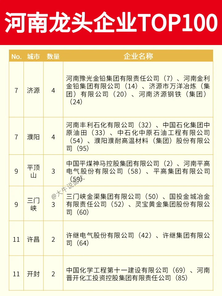 河南龙头企业TOP100❗