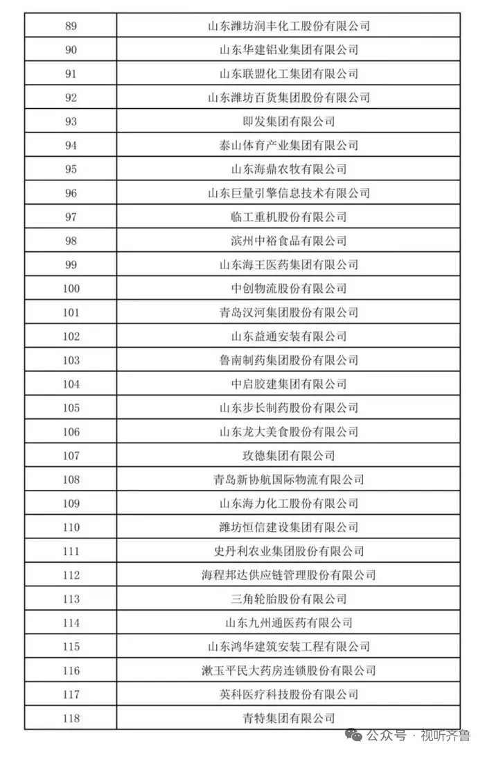 2025山东民营企业200强入围名单