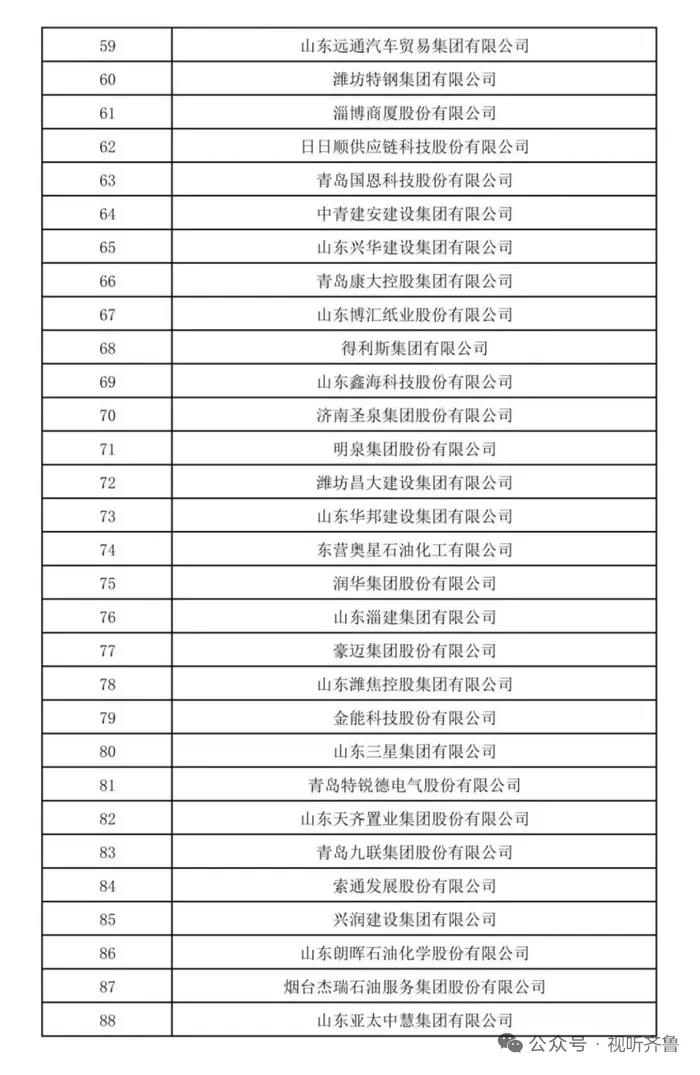 2025山东民营企业200强入围名单