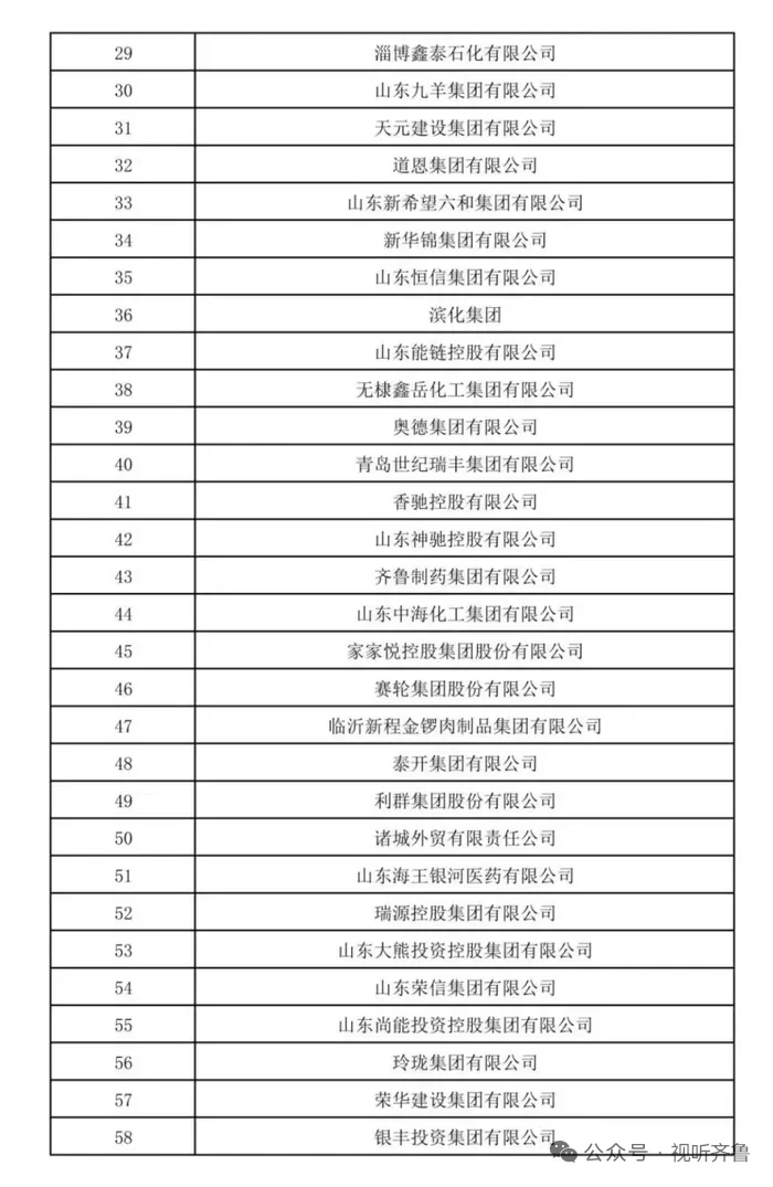 2025山东民营企业200强入围名单