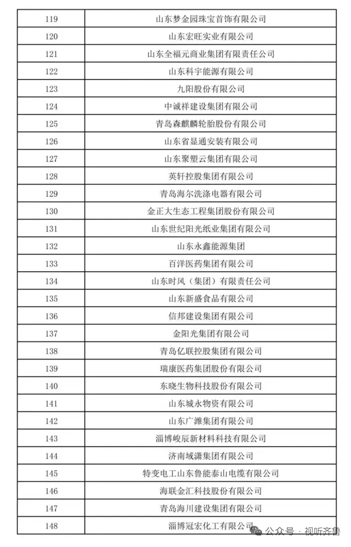 2025山东民营企业200强入围名单