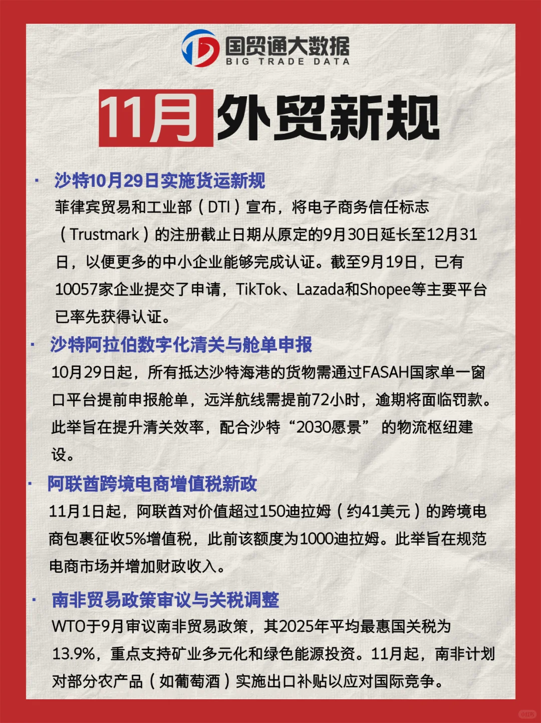 @所有外贸人，11月的外贸新规快收好！