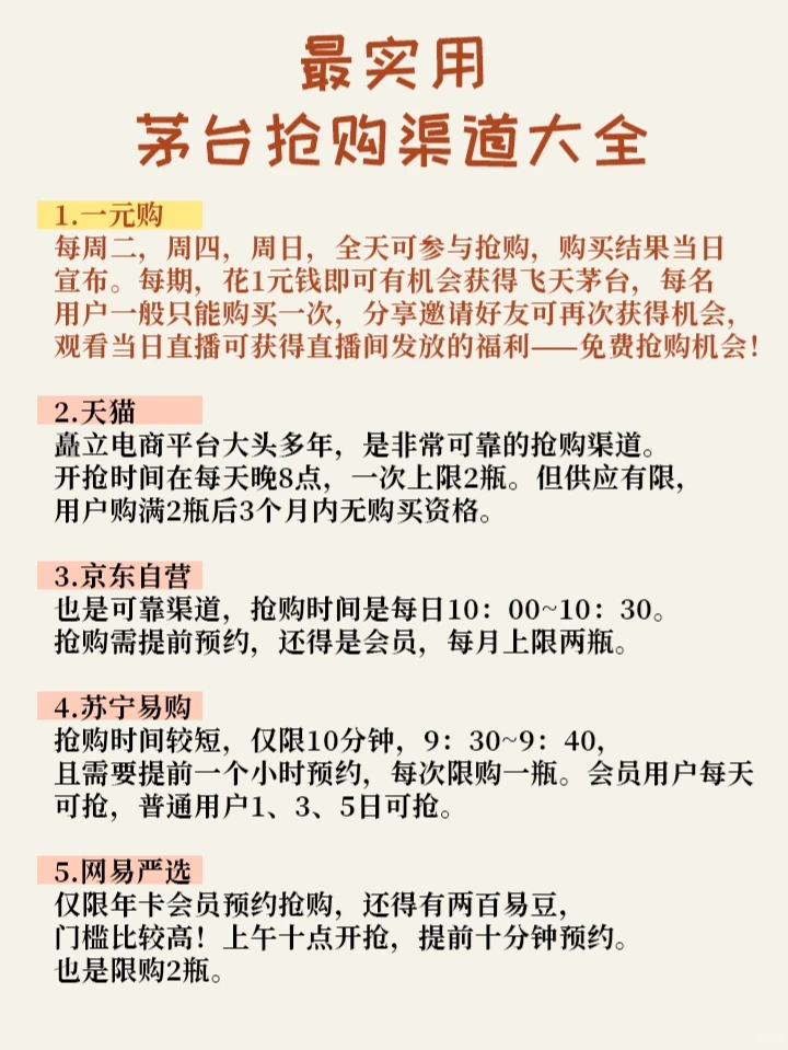 ?超级实用的茅台抢购渠道整理|满满干货