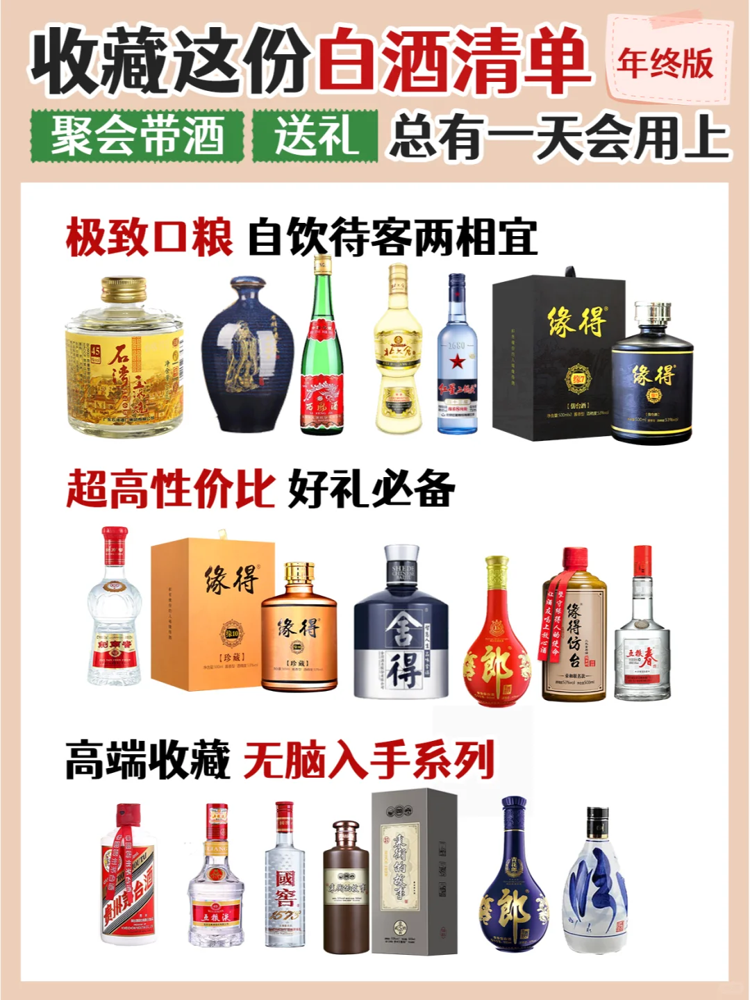 抄作业！总有一天用得上的白酒推荐【收藏】