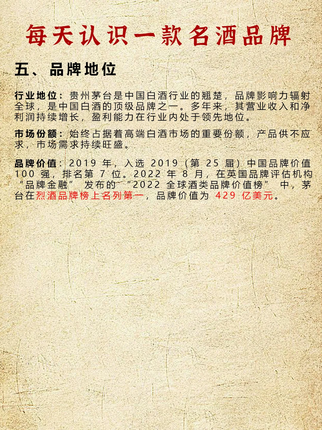 每天认识一款名酒品牌，今天是茅台
