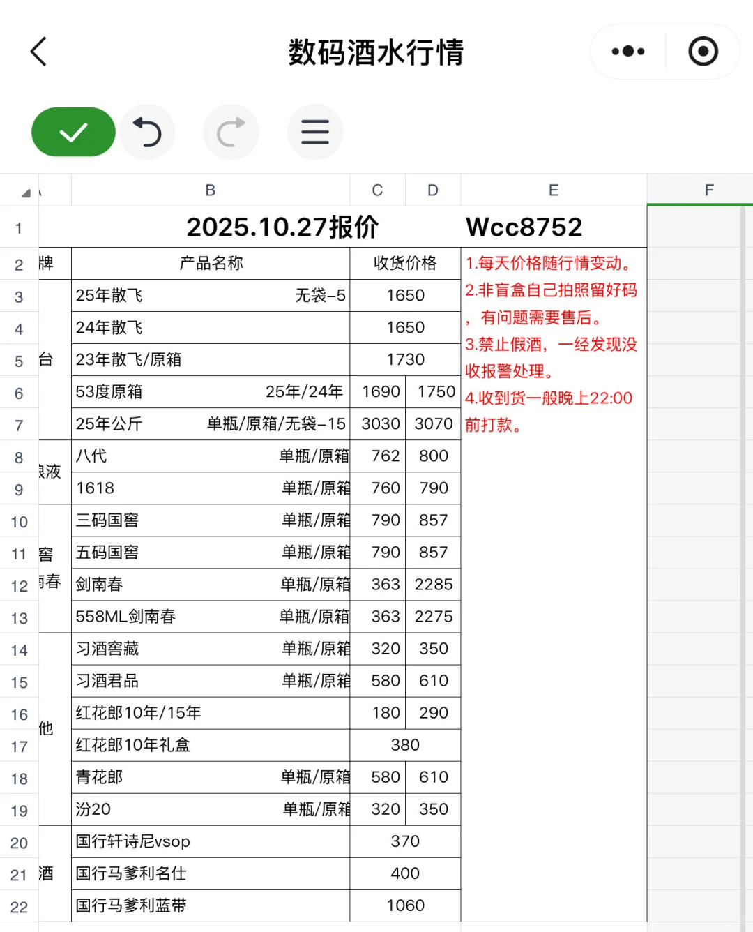 2025.10.27酒水行情