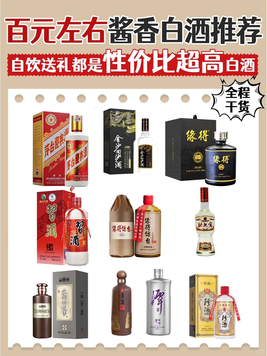 百元左右高性价比酱香型白酒推荐,不输大牌