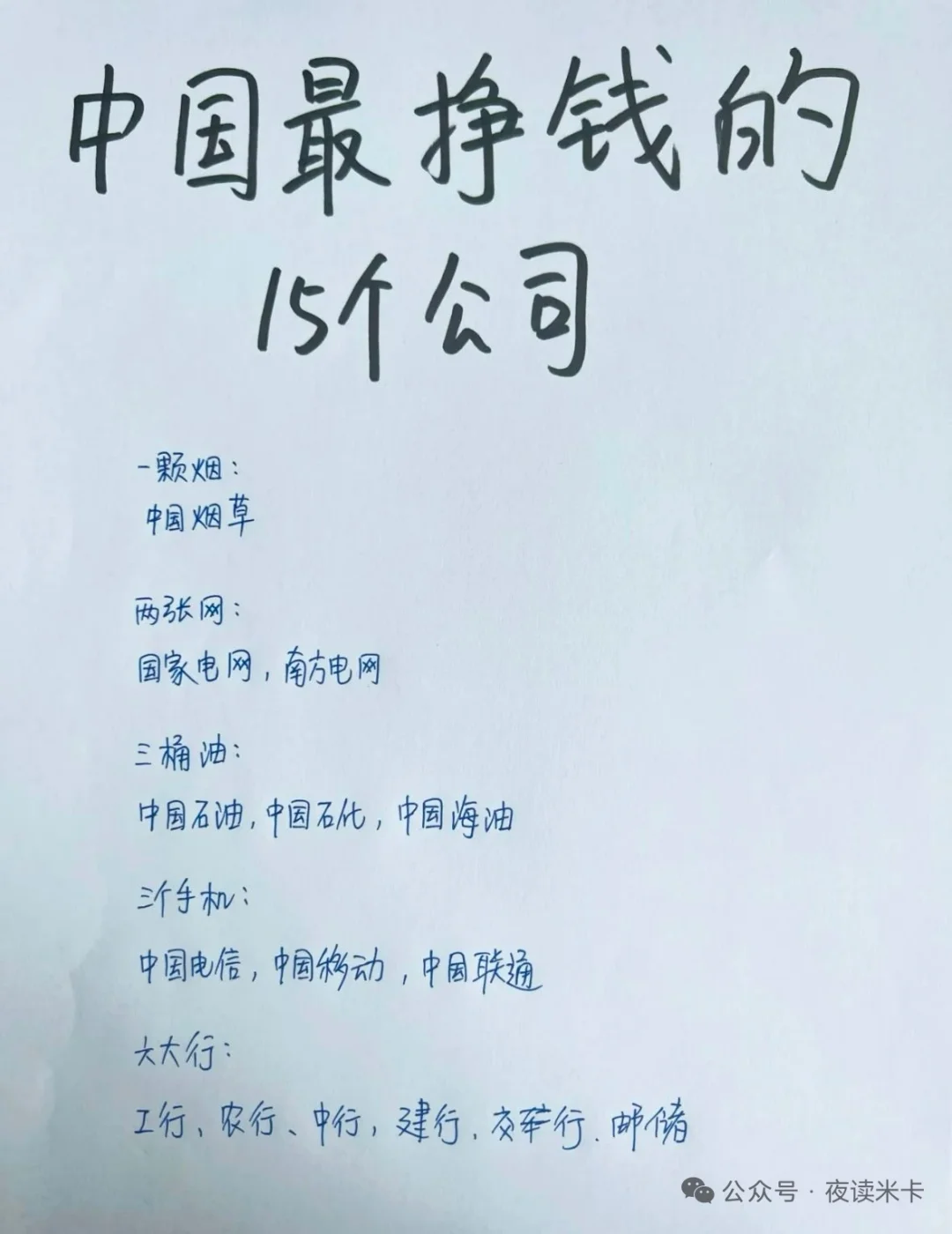 中国最赚钱的15家公司