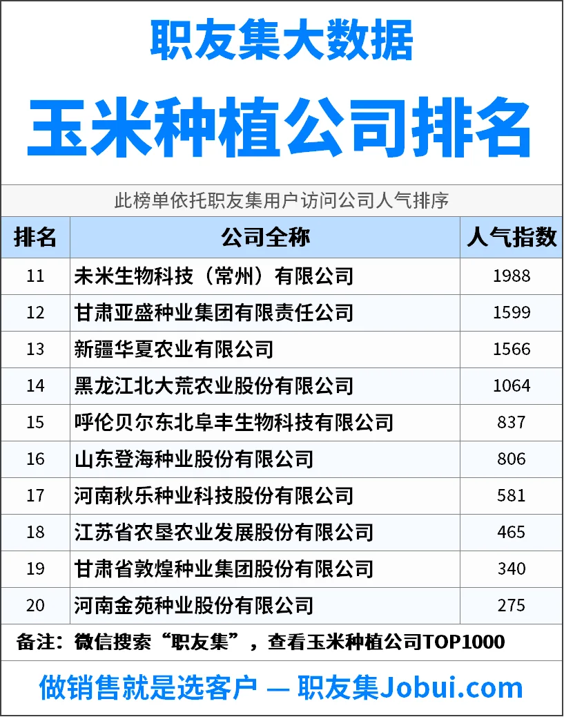2025年中国玉米种植公司排行榜