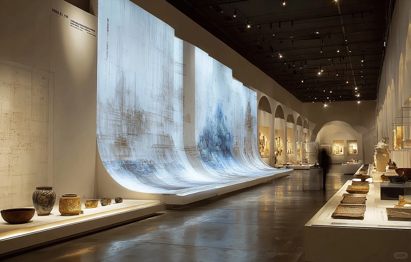 展厅中的弧形设计，空间感拉满?